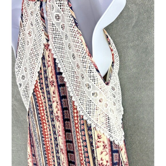 Altar'd State Women's M Sleeveless High Neck Dress‎ Lace Pink Blue Keyhole Boho - Picture 7 of 14